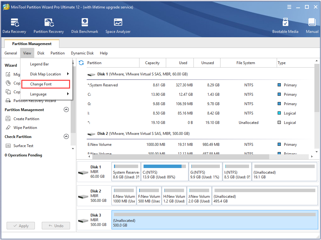 Change Font and Font Size | MiniTool Partition Wizard Tutorial