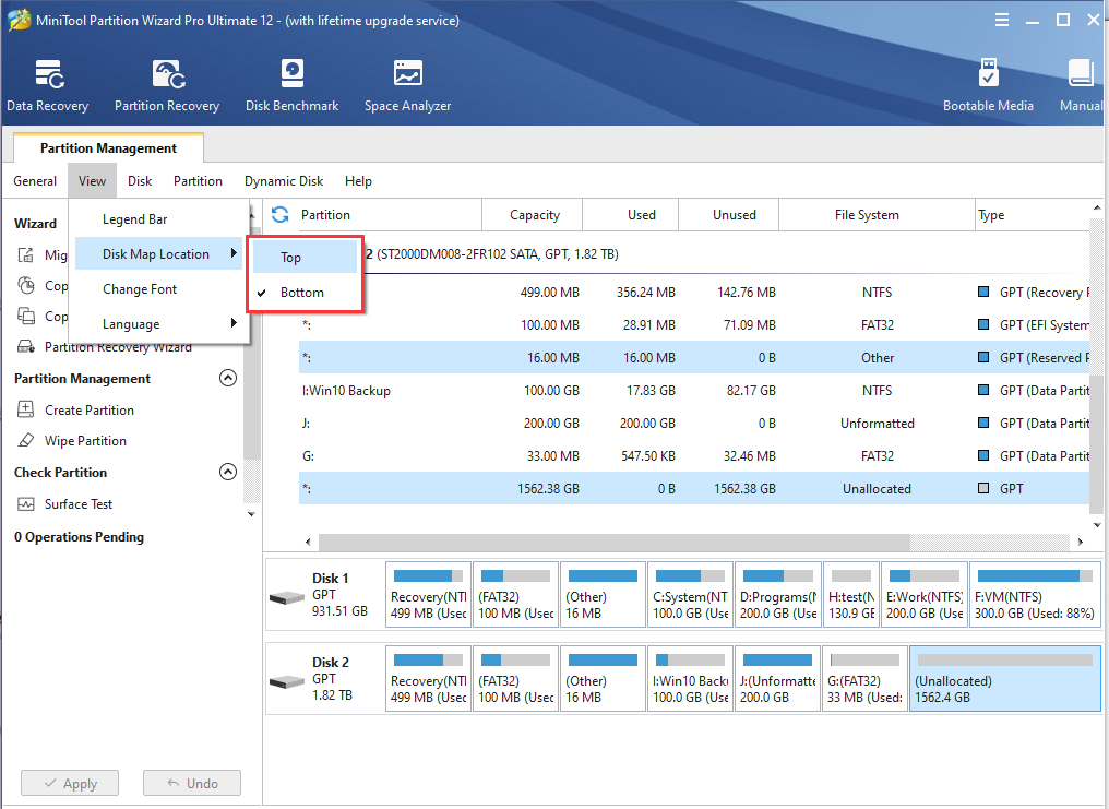 Disk Map Location of Partition Manager | MiniTool Tutorial