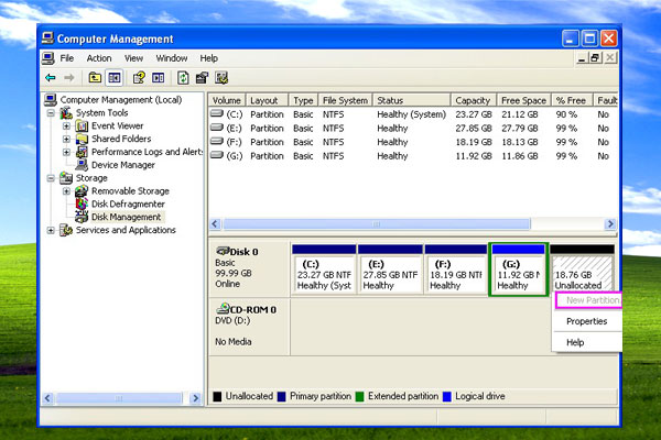 Create New Partition Grayed out Windows XP? Here Are Solutions!