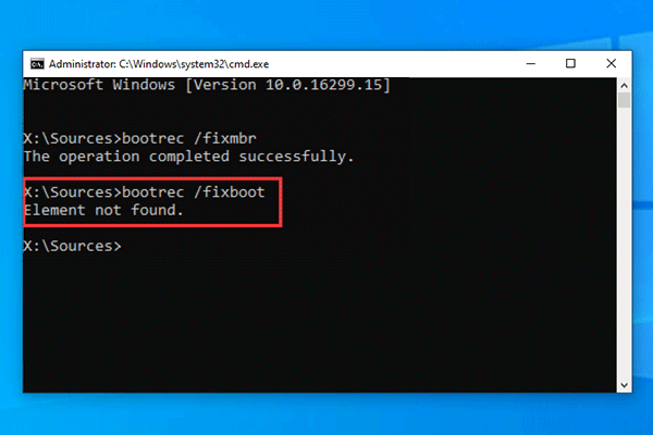 Fixed: Bootrec Fixboot Element Not Found Windows 10 Error