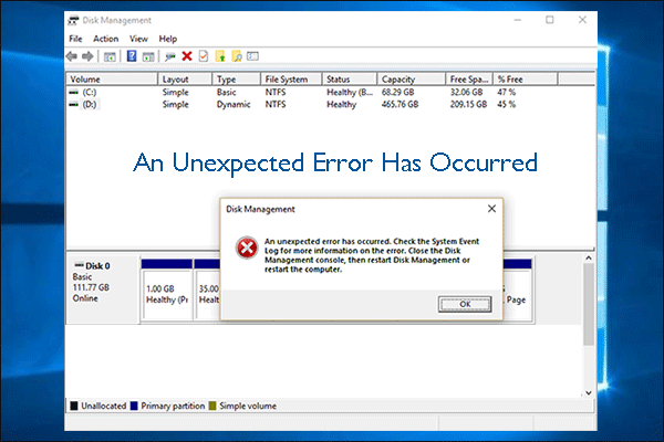An Unexpected Error Has Occurred in Disk Management – What to Do
