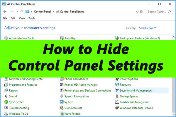 How to Hide Control Panel Settings in Windows 10