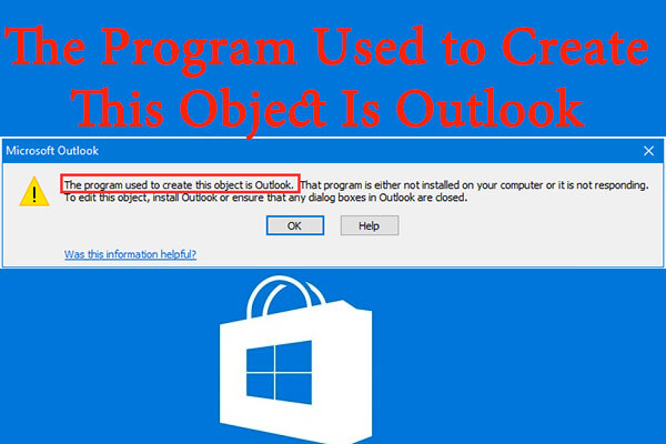 Resolved: The Program Used to Create This Object Is Outlook