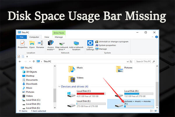 Disk Space Usage Bar Missing? Here Are Solutions