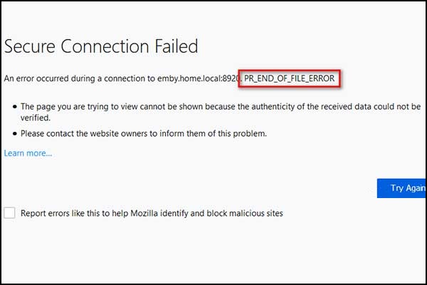 Fix: Secure Connection Failed PR_END_OF_FILE_ERROR on Firefox