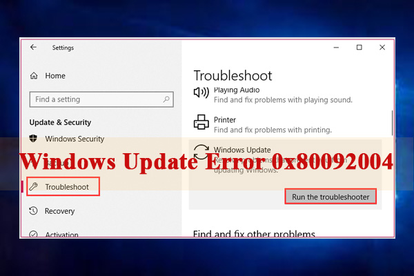 How to Fix Windows Update Error 0x80092004 [Complete Guides]