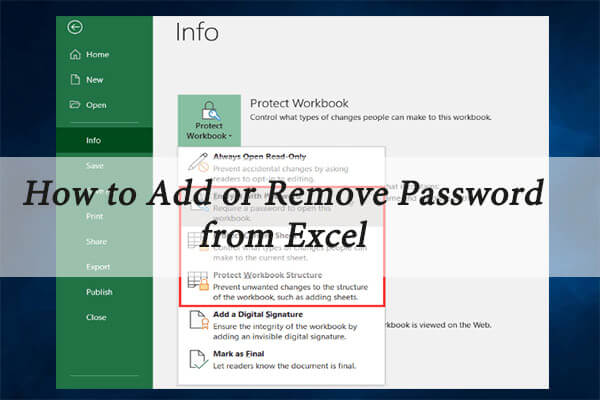 How to Add or Remove Password from Excel