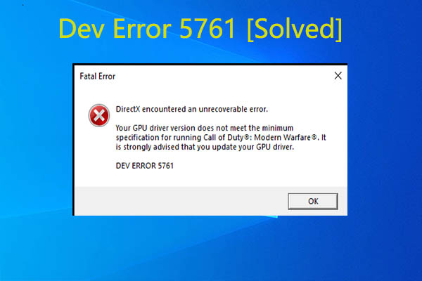 Quick Fix Call of Duty Modern Warfare Dev Error 5761