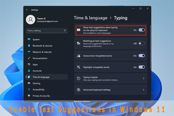 How to Enable/Disable Text Suggestions in Windows 11