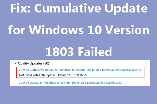 Cumulative Update for Windows 10 Version 1803 Failed [3 Fixes]