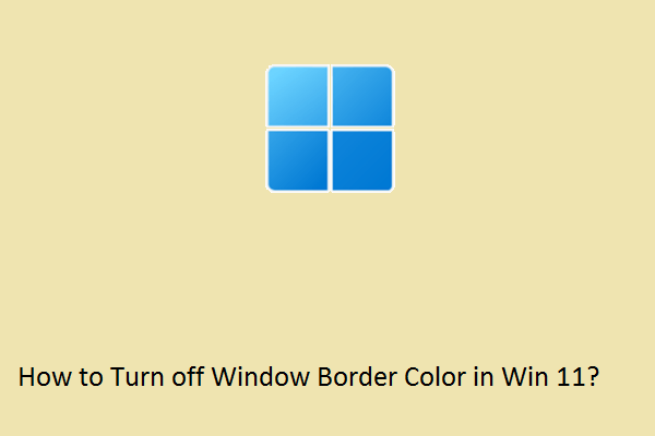 How to Turn off Window Border Color in Windows 11?