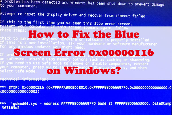 How to Fix Blue Screen Error 0x00000116 on Windows?