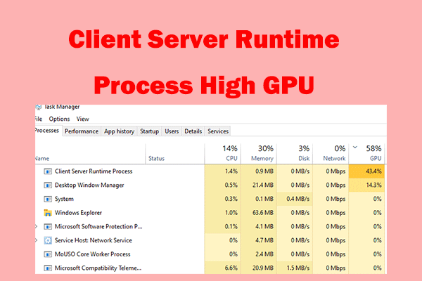 How to Fix Client Server Runtime Process High GPU Issue?