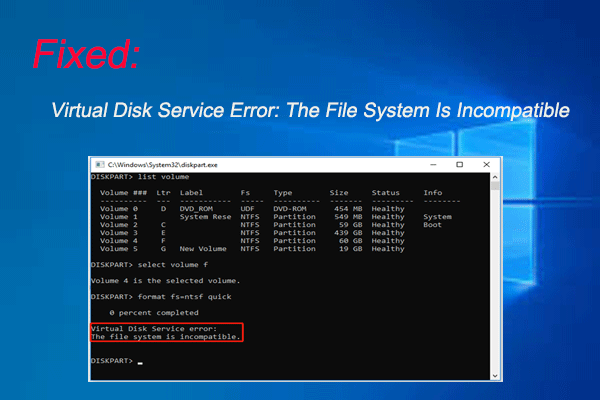 Fix: Virtual Disk Service Error: The File System Is Incompatible