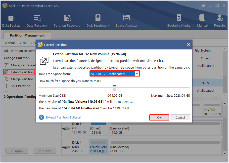 extend partition