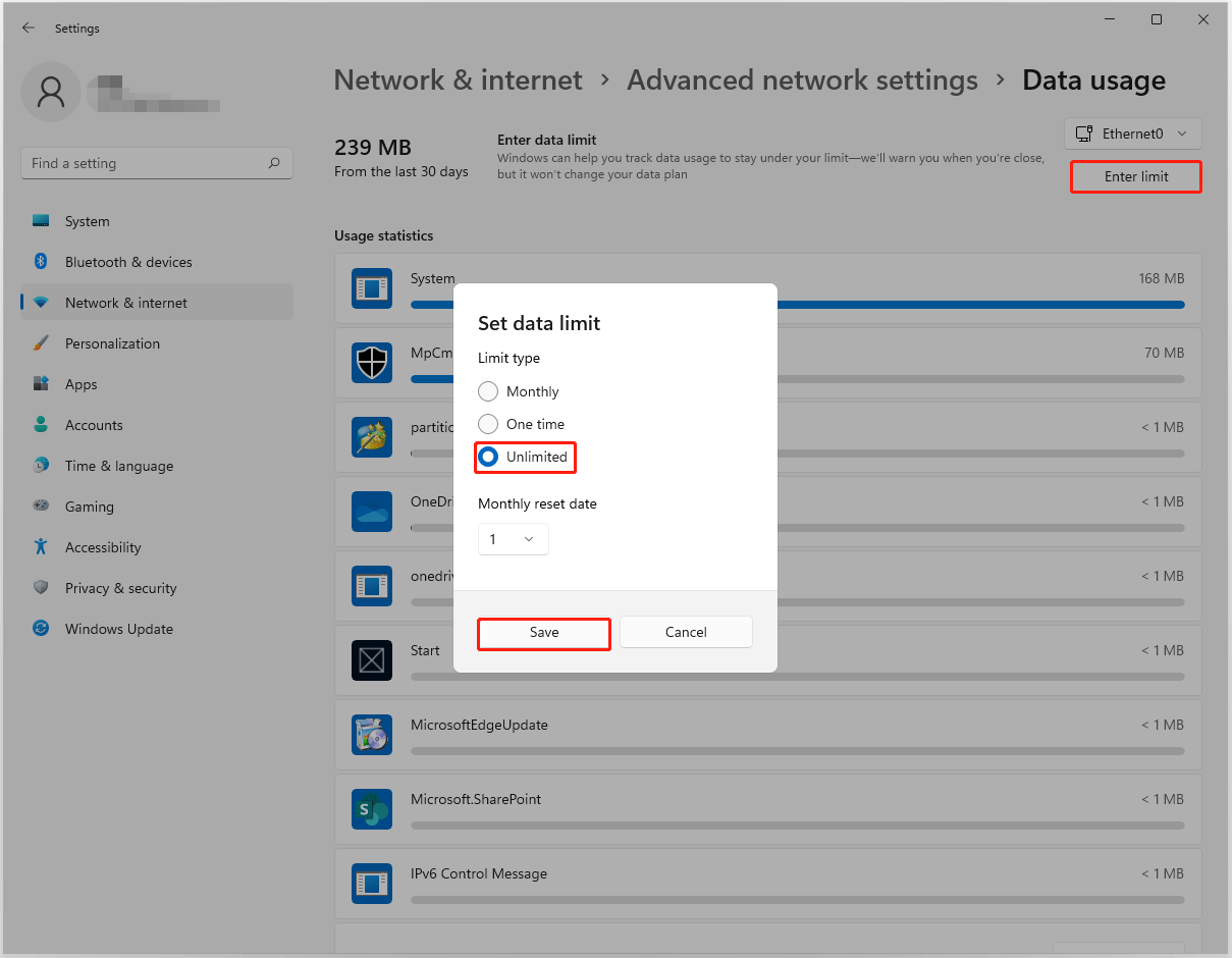 remove bandwidth limits