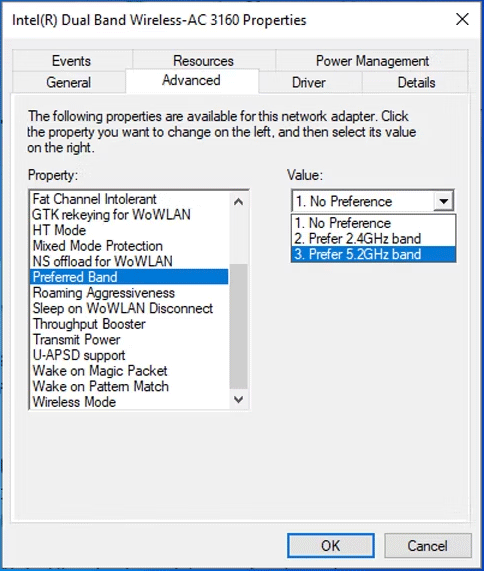 switch to 5 GHz