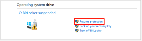 resume BitLocker protection