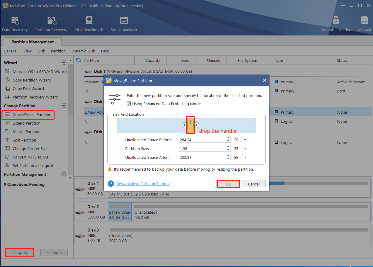 move partition