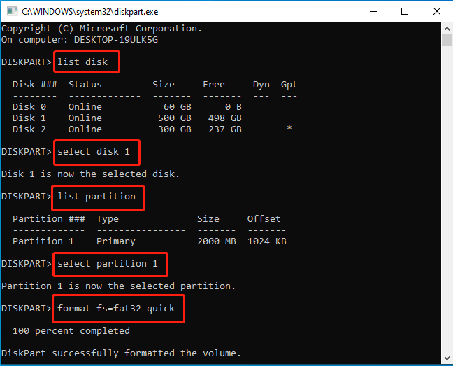 format a partition to FAT32 using CMD