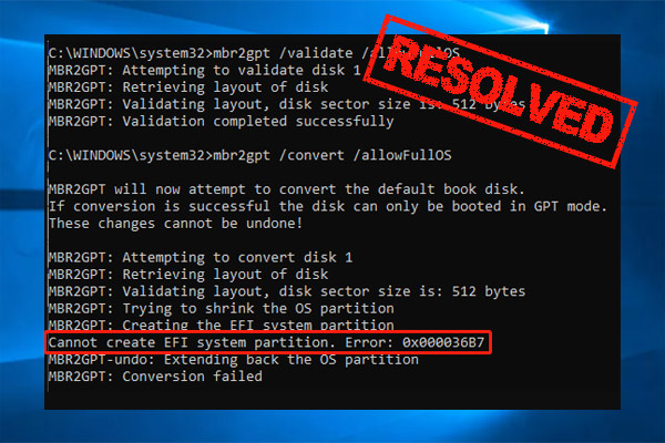 MBR2GPT Cannot Create EFI System Partition? Try These Fixes