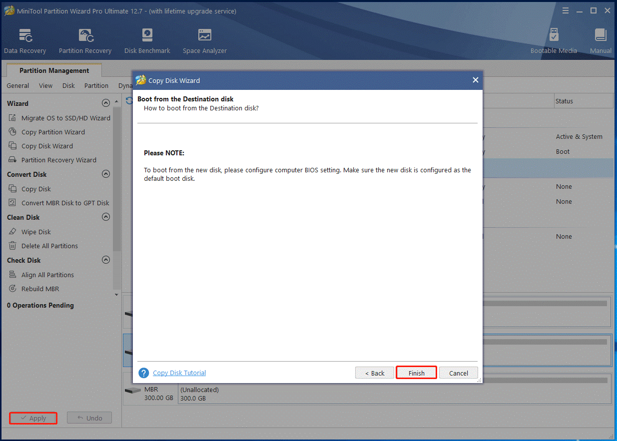 back up hard disk using MiniTool