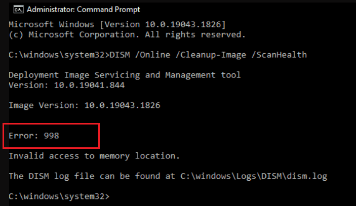DISM error 998
