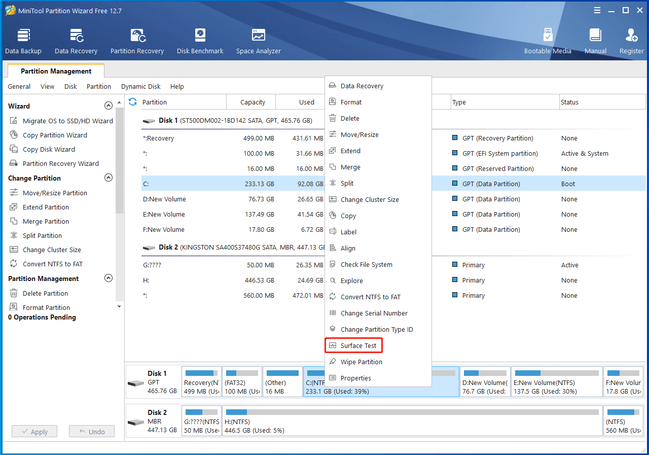 Select Surface Test