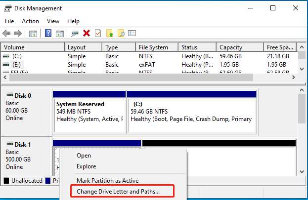 select Change Drive Letter and Path