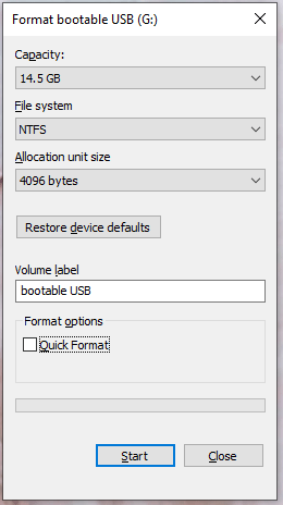 Alt=clean USB flash drive with format