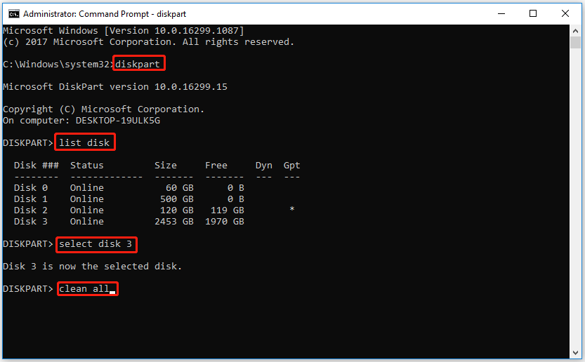 use DiskPart to clean a USB flash drive