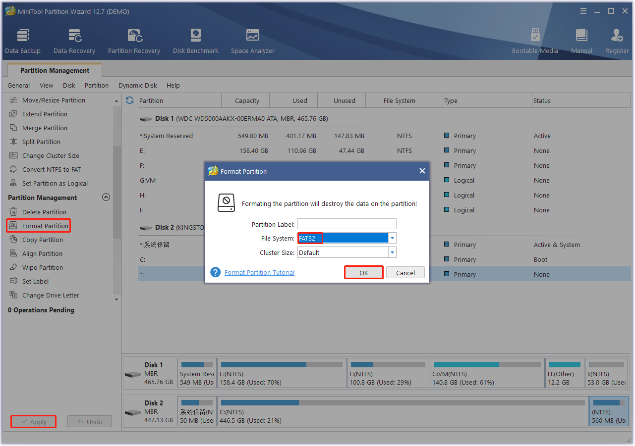 format the USB drive to FAT32