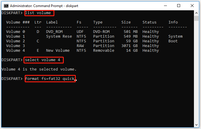 format a USB drive using Diskpart