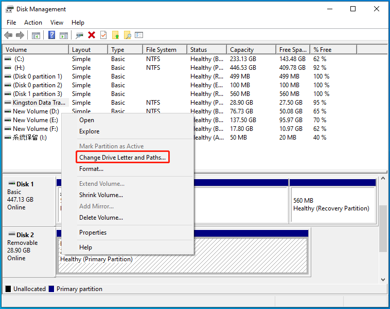 Select Change Drive Letter and Paths