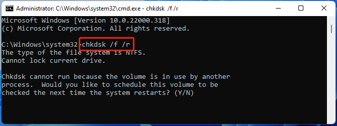 run CHKDSK in CMD