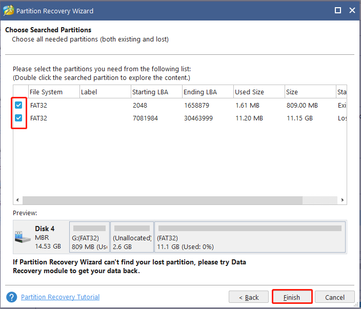 recover partitions using MiniTool