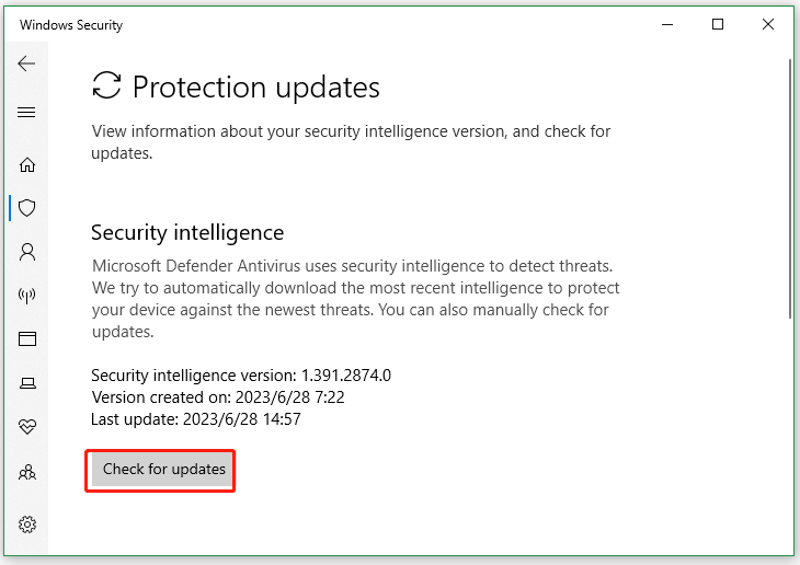 update Windows Defender