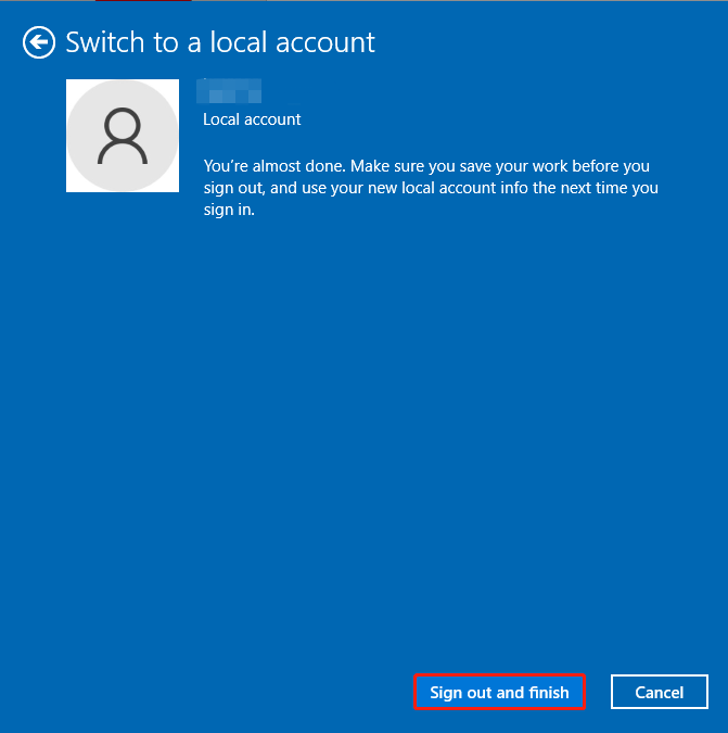click Sign out and finish