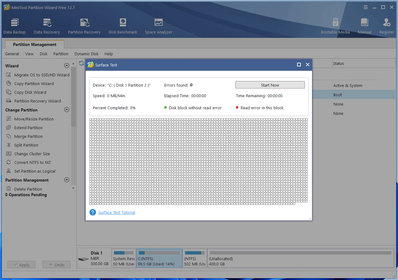 start Surface Test