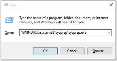open the System Preparation Tool from the Run window