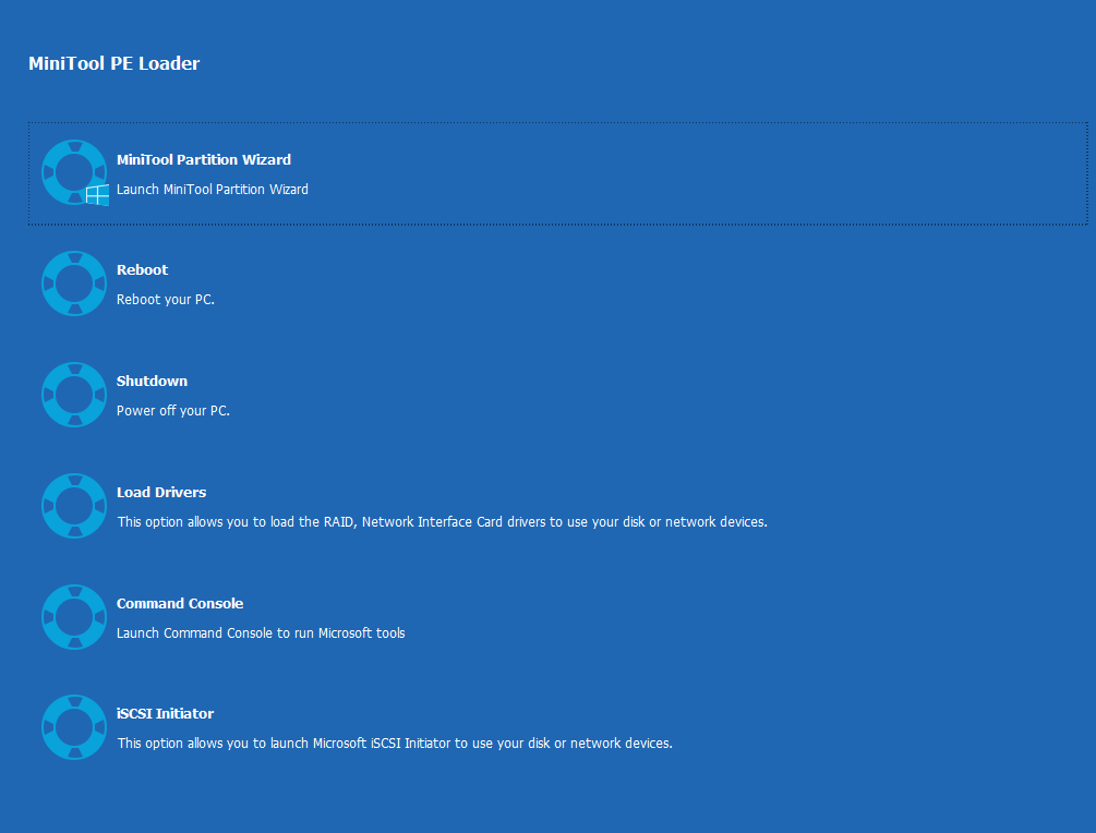 The MiniTool PE Loader interface