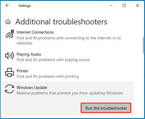 Run the Windows Update troubleshooter