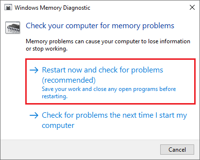 run Windows Memory Diagnostic