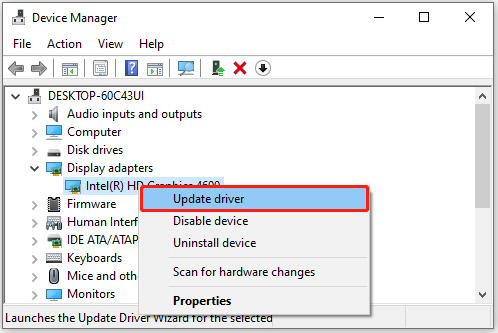 Select Update driver