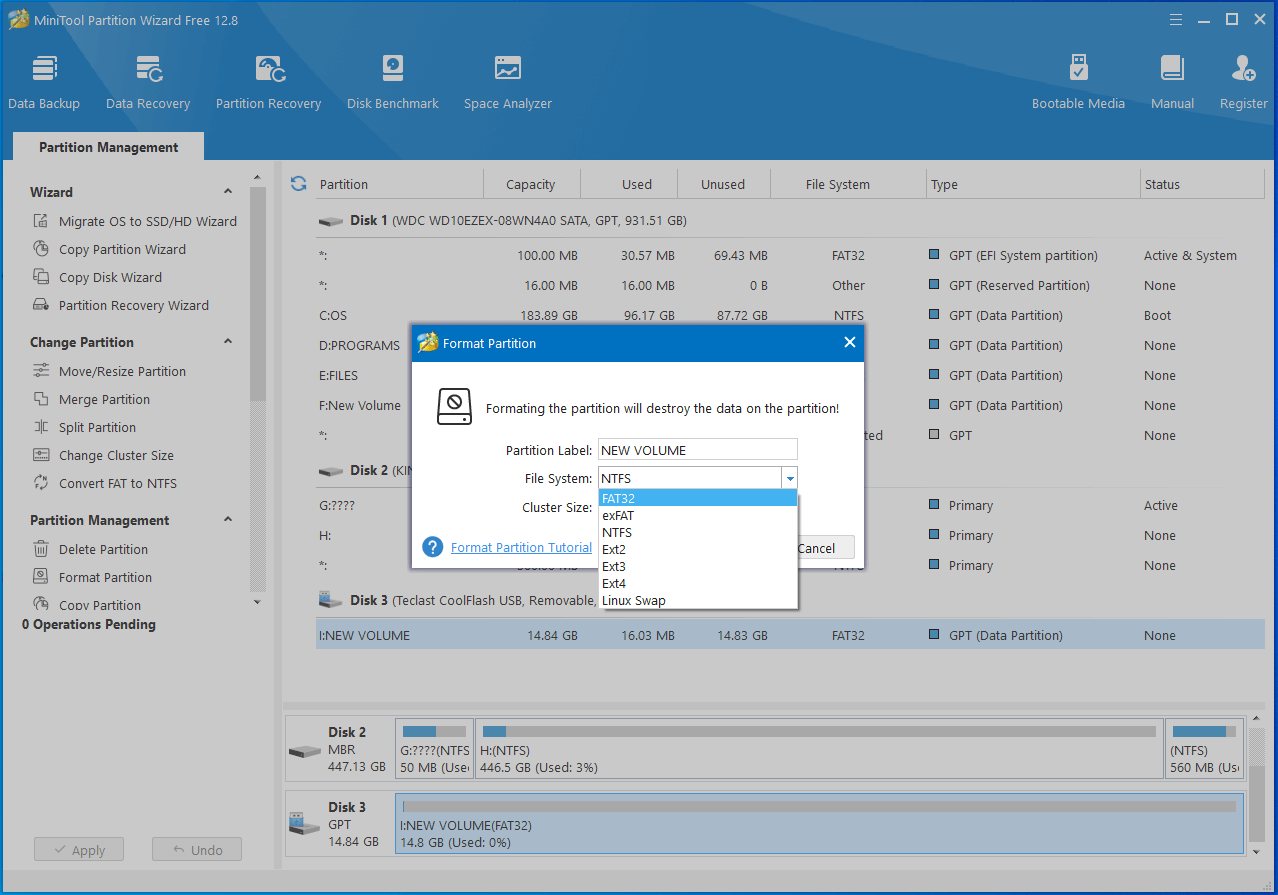 format the USB drive