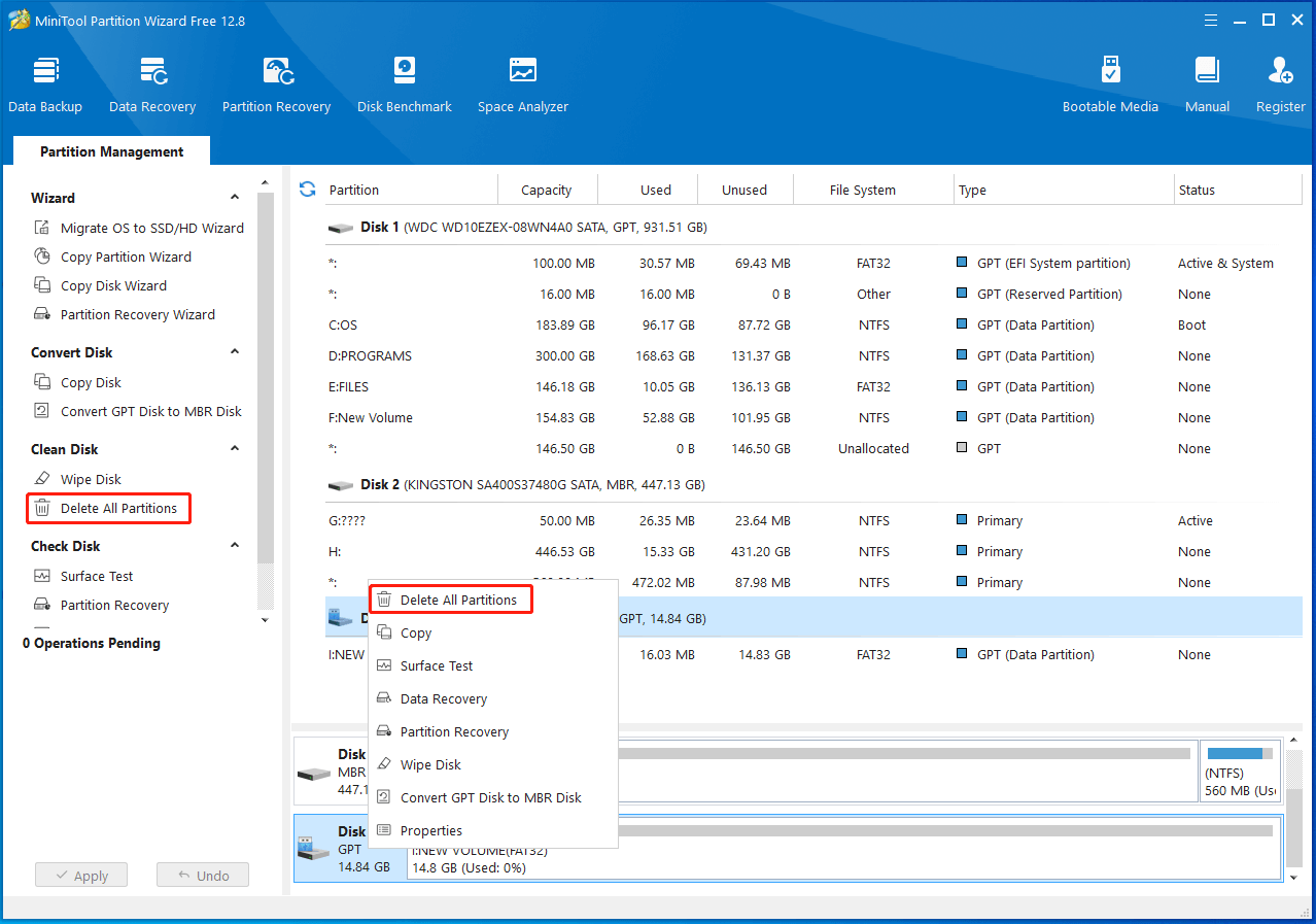 click Delete All Partitions