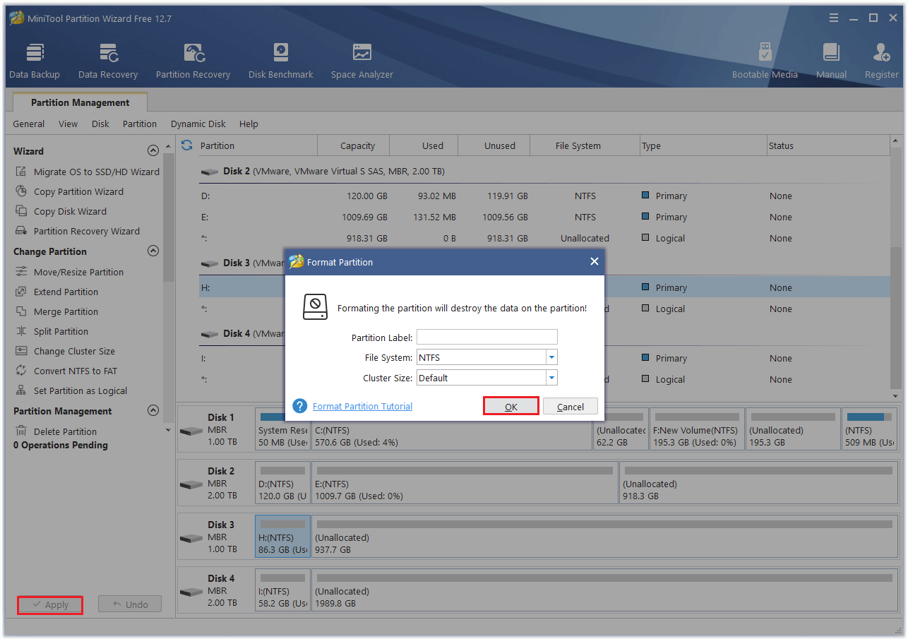 format the partition