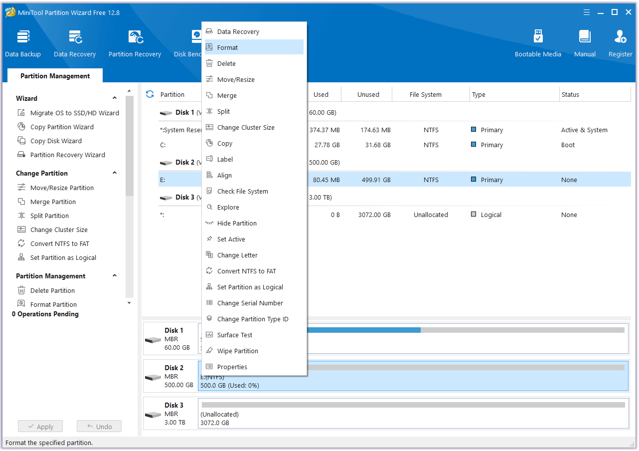 select Format from the menu