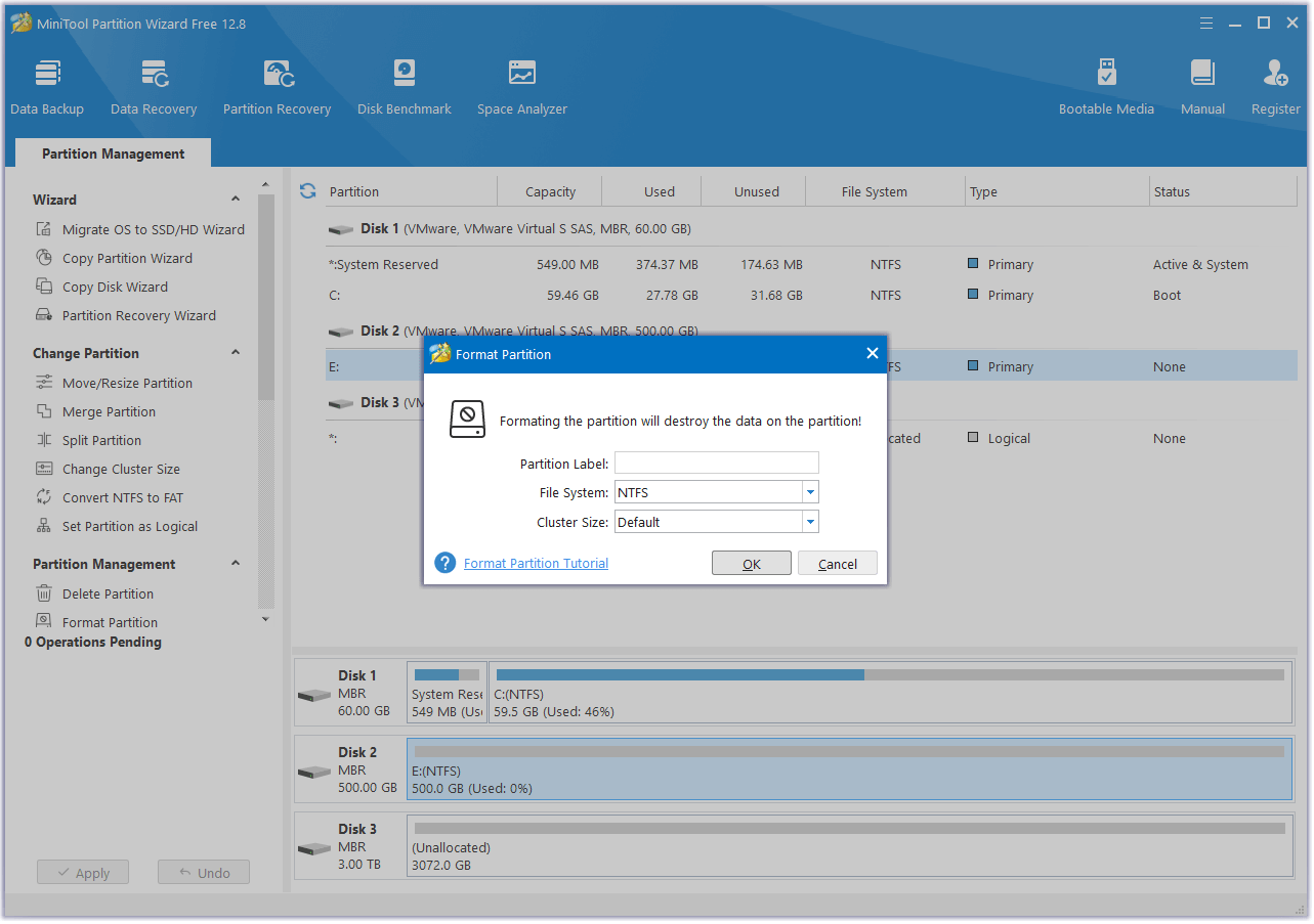 choose File System and Cluster Size