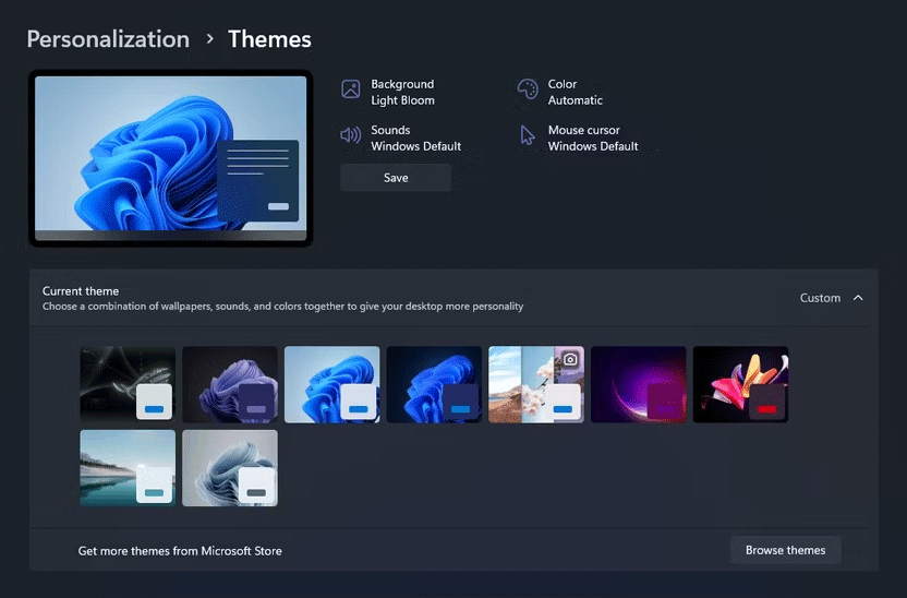 change Windows 11 themes